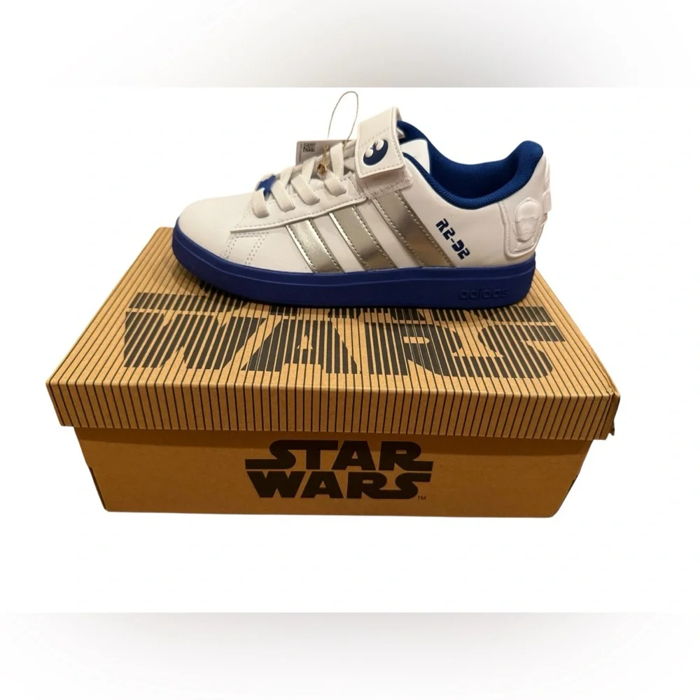 Adidas Star Wars Grand Court 2.0 C R2-D2 White Blue IH1136 Kids Size 3 NEW